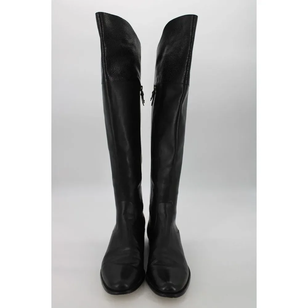 Black Women's Tall Leather Riding Boots